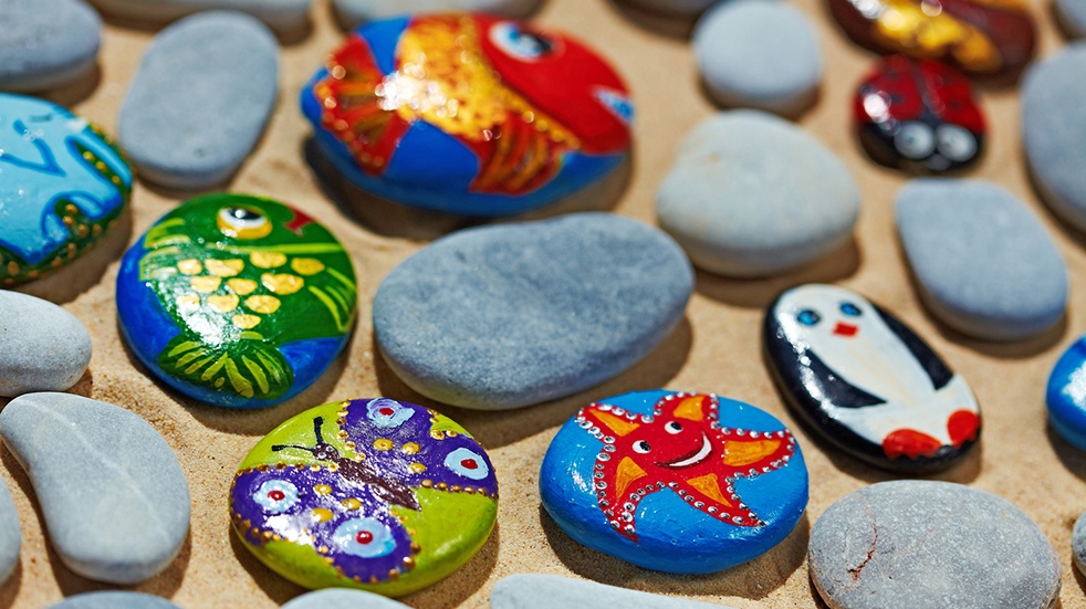 Rainy day activities for kids - paint pebbles